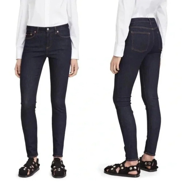 Acne Studios Dark Wash Skin 5 Raw Skinny Jeans - Picture 1 of 5